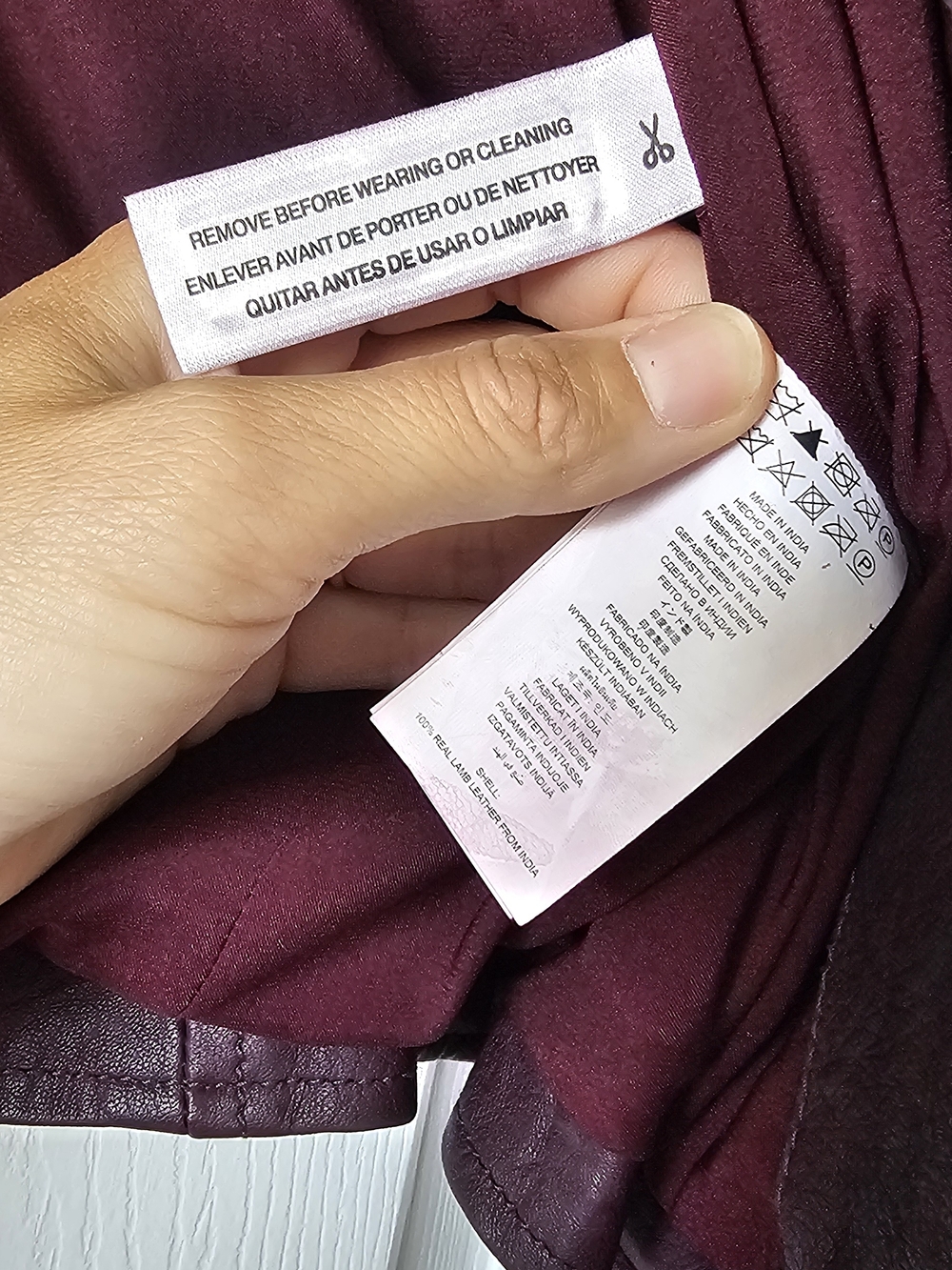 Michael Kors Lambs Leather Dark Plum Burgundy Collar Moto Jacket Biker Small #2 - Picture 9 of 9